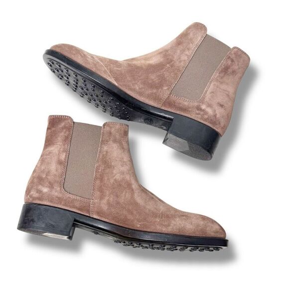 Tod’s Logo Suede Chelsea Pull-On Bootie in Brown Women’s Size 37- Run Large - Picture 6 of 10